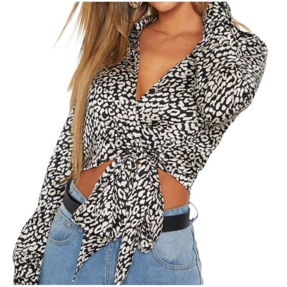 Pretty Little Thing Avalyn Animal Print Blouse - Picture 1 of 8